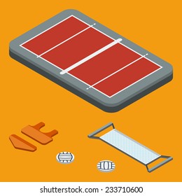 Vector of isometric flat volleyball set