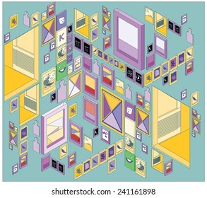 vector isometric frame pattern for background with line