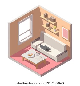 Vector isometric freelancer home office workplace interior. Remote workspace concept