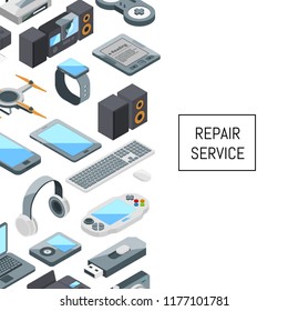 Vector isometric gadgets icons background banner and poster with place for text illustration