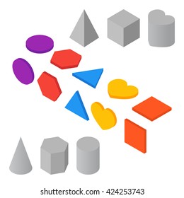 Vector Isometric Geometric Shapes. Isometric Icons.