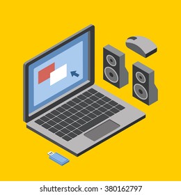 Vector isometric grey laptop