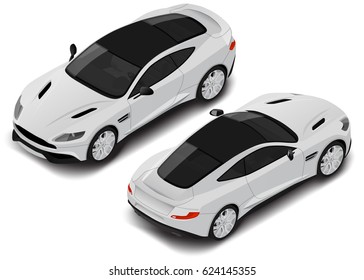 Vector isometric high quality sport car icon. City transport for  infographics or another needs.