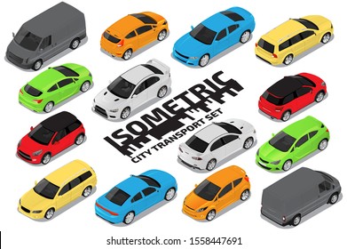 Vector isometric high quality transport set. Car icons