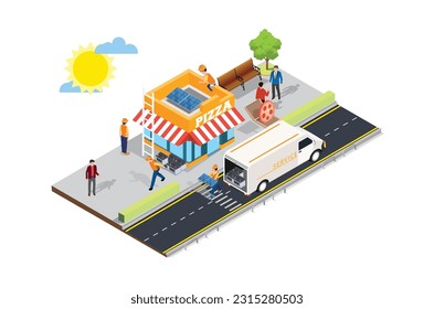 Vector Isometric home service solar panel installation team. Suitable for Diagrams, Game Asset, And Other asset