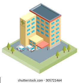 Vector isometric hospital building icon
