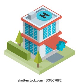 Vector isometric hospital building icon