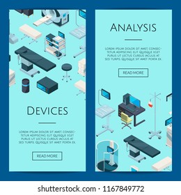 Vector isometric hospital icons web banner and poster templates illustration