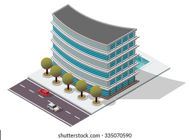 Vector Isometric Hotel Apartment Building for map