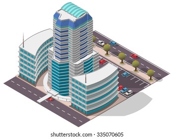 Vector Isometric Hotel Apartment Building for map