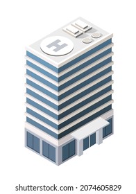 Vector isometric hotel single building of the modern city with a street townhouse apartment residential skyscraper of technology business equipment style urban isometric illustration.