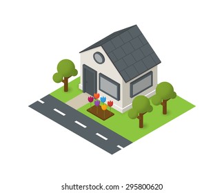 Vector isometric house building icon