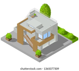 Vector isometric house icon. Building for infographics uses
