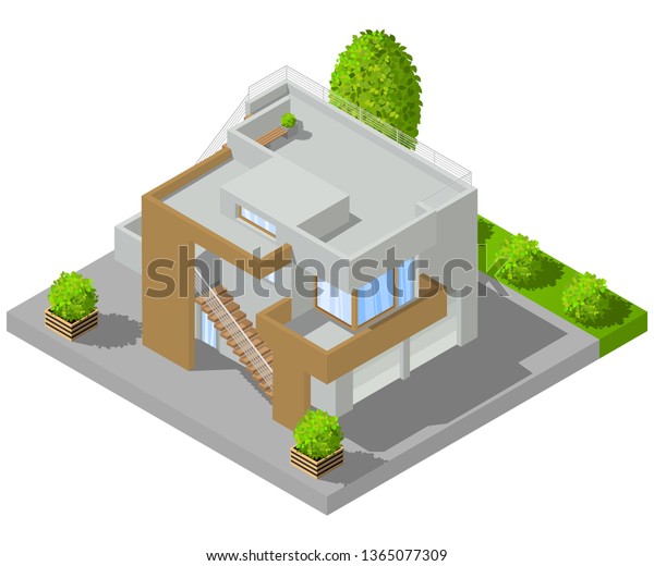 Vector isometric house icon. Building for\
infographics uses