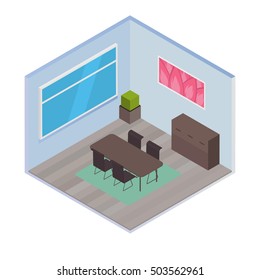 Vector isometric house room