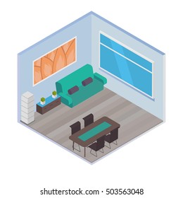 Vector isometric house room