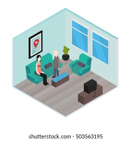 Vector isometric house room
