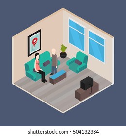 Vector isometric house room