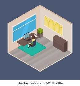 Vector isometric house room