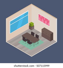 Vector isometric house room