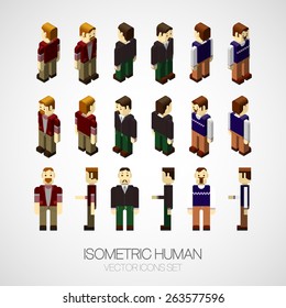 Vector isometric human set. Icon vector illustration EPS 10. Flat design