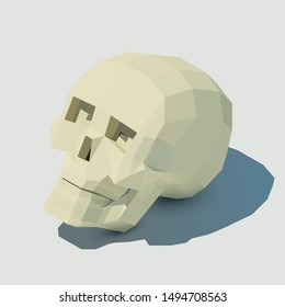 Vector isometric human skull. Illustration for Halloween. Low poly 3d vector illustration.