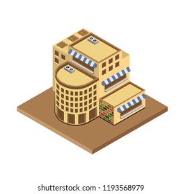 Vector isometric icon apartment building city infrastructure,