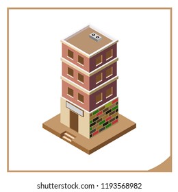 Vector isometric icon apartment building city infrastructure,