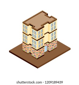Vector isometric icon apartment building city infrastructure,