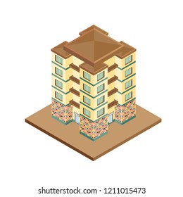 Vector isometric icon apartment building city infrastructure,