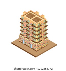 Vector isometric icon apartment building city infrastructure,