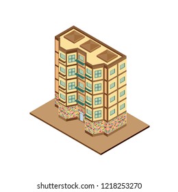 Vector isometric icon apartment building city infrastructure,