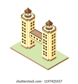 Vector isometric icon building city infrastructure