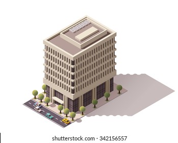 Vector Isometric Icon Representing City Office Building