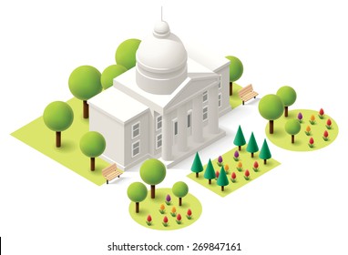 Vector isometric icon representing government capitol building