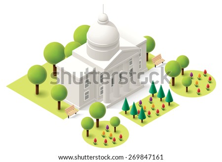 Vector isometric icon representing government capitol building