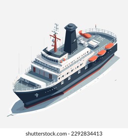 Vector isometric icon set or infographic elements representing low poly cargo container ship, oil tanker ship, passenger cruise ship, ferry loaded with cars and oil platform