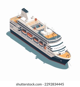 Vector isometric icon set or infographic elements representing low poly cargo container ship, oil tanker ship, passenger cruise ship, ferry loaded with cars and oil platform