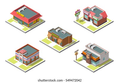 Vector isometric icon set infographic 3d buildings