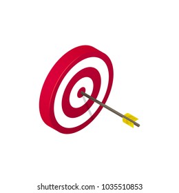 Vector isometric illustration, 3d target with an arrow.
