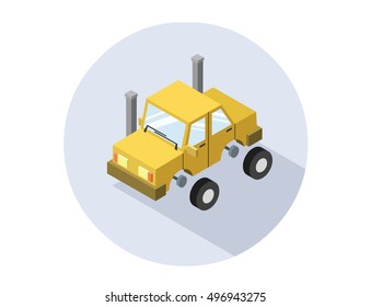 Vector isometric illustration of auto service, tire fitting, repair, 3D flat design, car icon, breaking wheel, maintenance