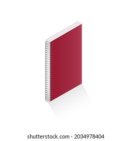 Vector Isometric Illustration Of Book Spine, Notebook, Notepad, Magazine, Booklet, Brochure Isolated On White Background. Paperback, Pages Are Connected By A Gauze Strip.