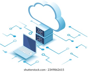 vector isometric illustration of  cloud computing concept