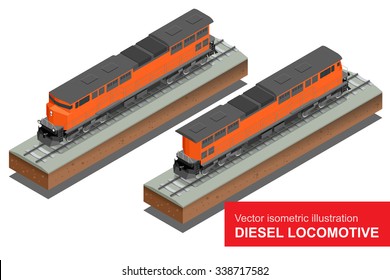 Vector isometric illustration of  Diesel Locomotive.