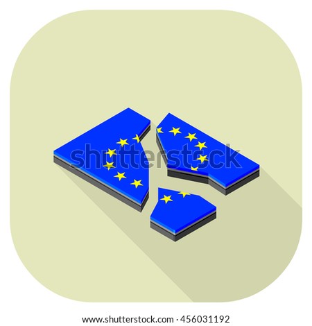 Vector isometric illustration of a European union flag that has split flat icon
Broken European union flag isometric vector tile.
