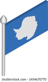 Vector Isometric Illustration of Flagpole with Antarctica Flag