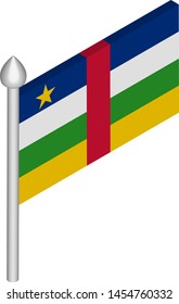 Vector Isometric Illustration of Flagpole with Central African Republic Flag