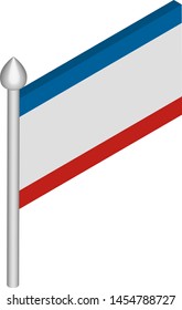 Vector Isometric Illustration of Flagpole with Crimea Flag