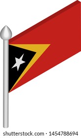 Vector Isometric Illustration of Flagpole with East Timor Flag