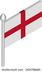 Vector Isometric Illustration of Flagpole with England Flag